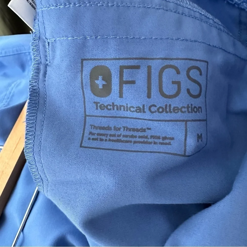 FIGS Men Axim Cargo Pants Sz Medium Blue Drawstring Technical Collection Scrubs